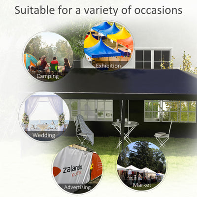 Outsunny 6 x 3 m Party Tent Gazebo Marquee Outdoor Patio Canopy Shelter with Windows and Side Panels Black 