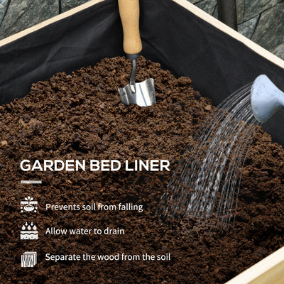 Outsunny Wooden Planter Box with Greenhouse Cover and Bed Liner, Raised Garden Bed for Vegetables, Flowers, Herbs 