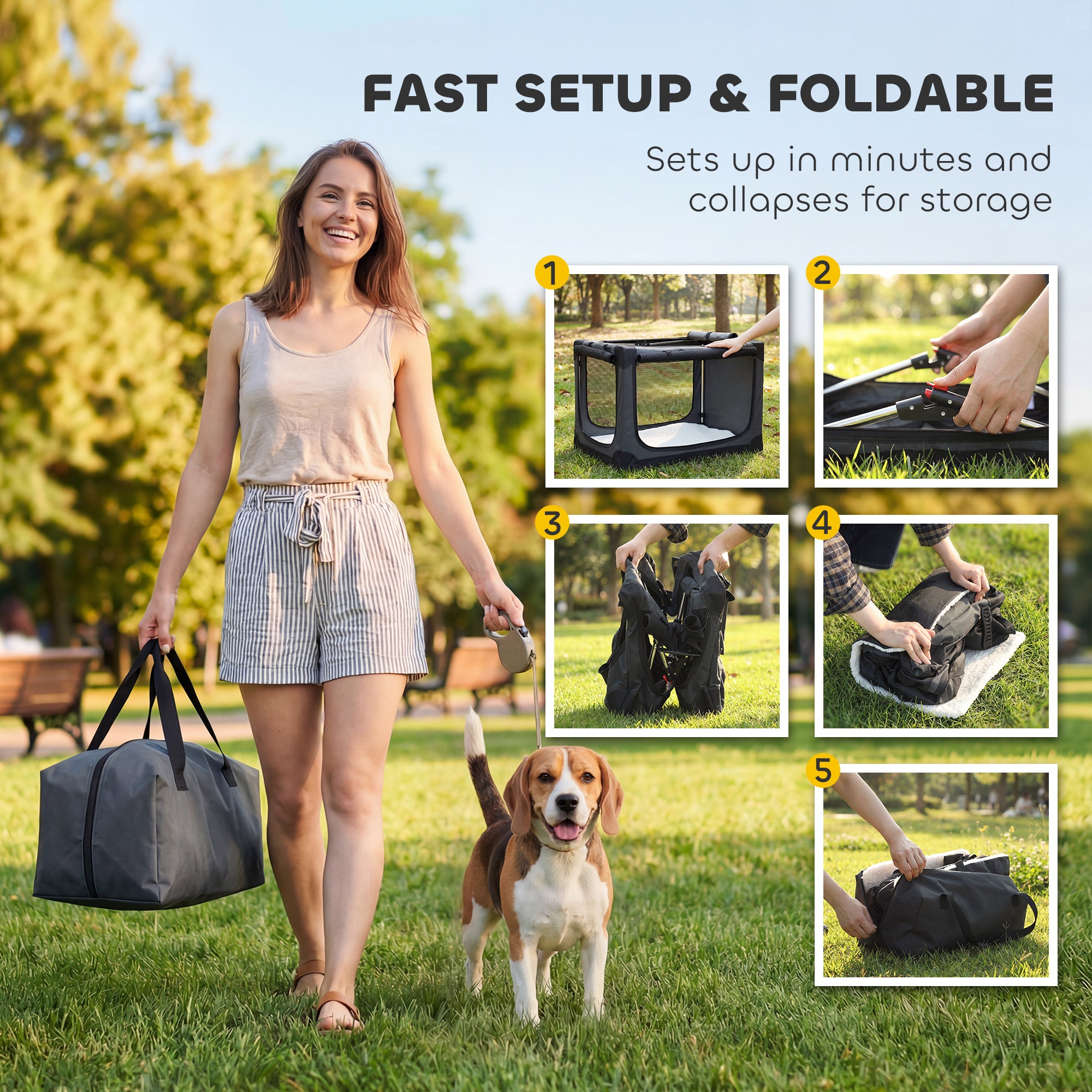 PawHut Soft Dog Crate Pet Travel Crate 76 x 54 x 54 cm with Removable Pad Mesh Window Army Green 