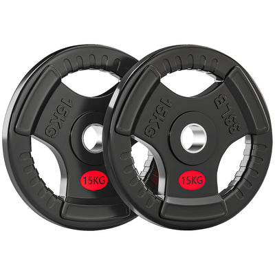 SPORTNOW Olympic Weight Plates, 2"/5cm Weight Disc Pair with Tri-Grips, 2 x 15kg Dumbbell Plates for Weightlifting and Strength Training Home Gym Fitness Workout, Black 