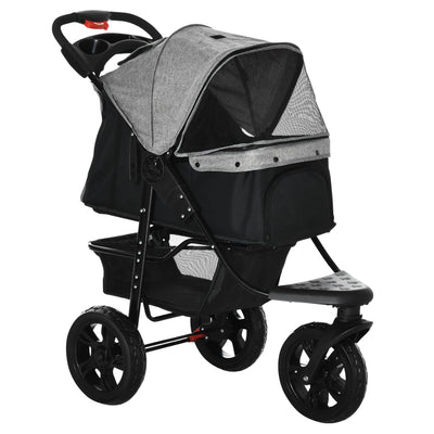 PawHut Dog Pram Dog Stroller Pet Stroller, 3 Wheels Dog Pushchair with Brake, for Small Miniature Dogs, Cats, Red 