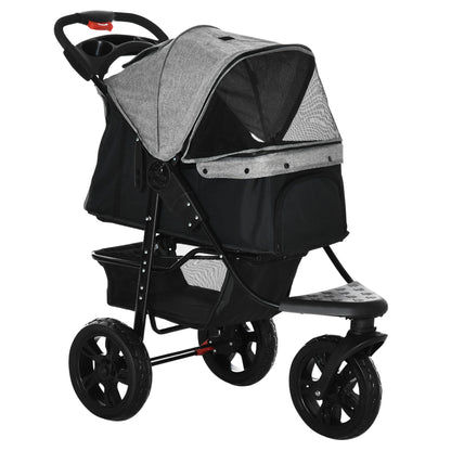 PawHut Dog Pram Dog Stroller Pet Stroller, 3 Wheels Dog Pushchair with Brake, for Small Miniature Dogs, Cats, Red 