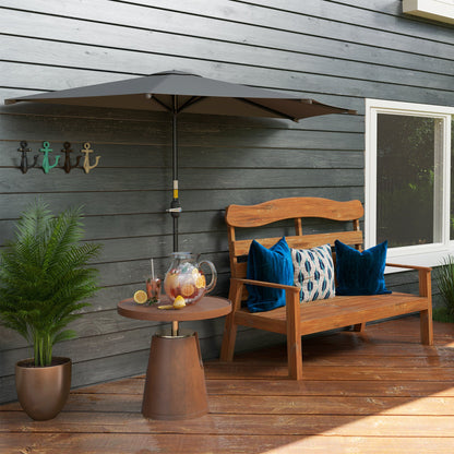 Outsunny 3(m) Half Parasol, Semi Round Umbrella with Metal Frame, Crank Handle for Balcony, Garden, Dark Grey 