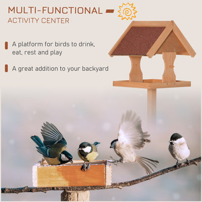 PawHut Wooden Bird Table Wild Bird Feeding Station Freestanding Feeder for Garden Outdoor 55 x 55 x 144cm 