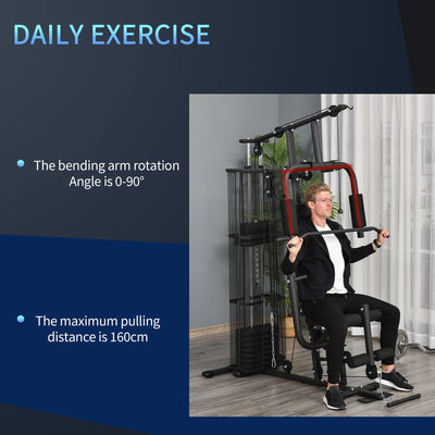 HOMCOM Multifunction Home Gym System Weight Training Exercise Workout Station 