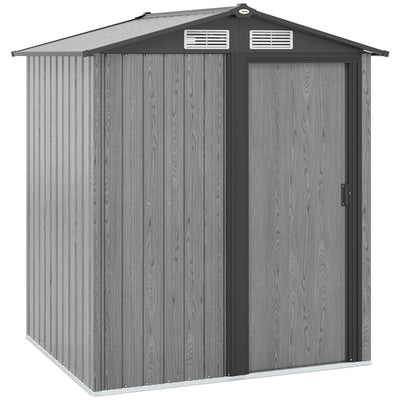 Outsunny 5ft x 4.3ft Outdoor Garden Storage Shed - Grey Wood Effect 