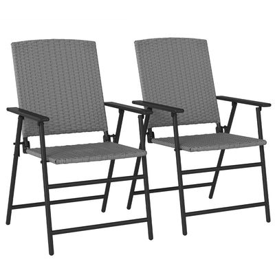Outsunny Set of Two Folding Rattan Seat Chairs - Grey 