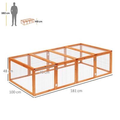 PawHut Wooden Rabbit Hutch Cage 6ft with Wire Mesh, Openable Roof, Play Space for Outdoor, Natural Wood Finish 