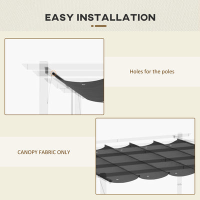 Outsunny Retractable Pergola Shade Cover, Replacement Canopy Fabric for 3 x 3 (m) Pergola, Gazebo Retractable Roof, Dark Grey 