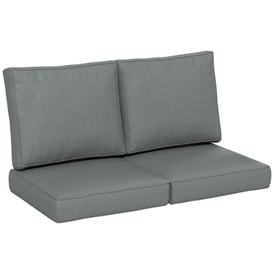 Outsunny 2 Seater Back and Seat Cushion Pillows Replacement, Patio Chair Cushions Set for Indoor Outdoor, Charcoal Grey 