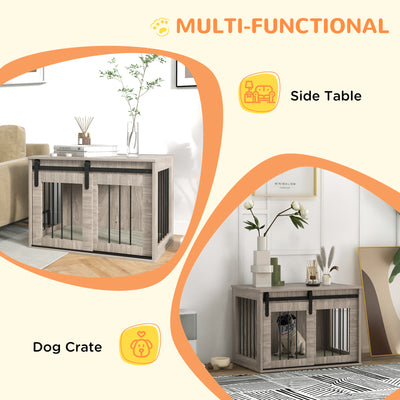PawHut Dog Crate Furniture with Removable Cushion for Medium Dogs, 80 x 54 x 57cm - Brown 
