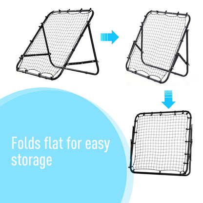 HOMCOM Adjustable Rebounder Net Kickback Target Goal for Teens Adults Training, Black 