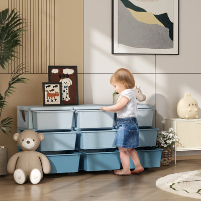 HOMCOM Kids Storage Unit, with Nine Drawers - Blue 