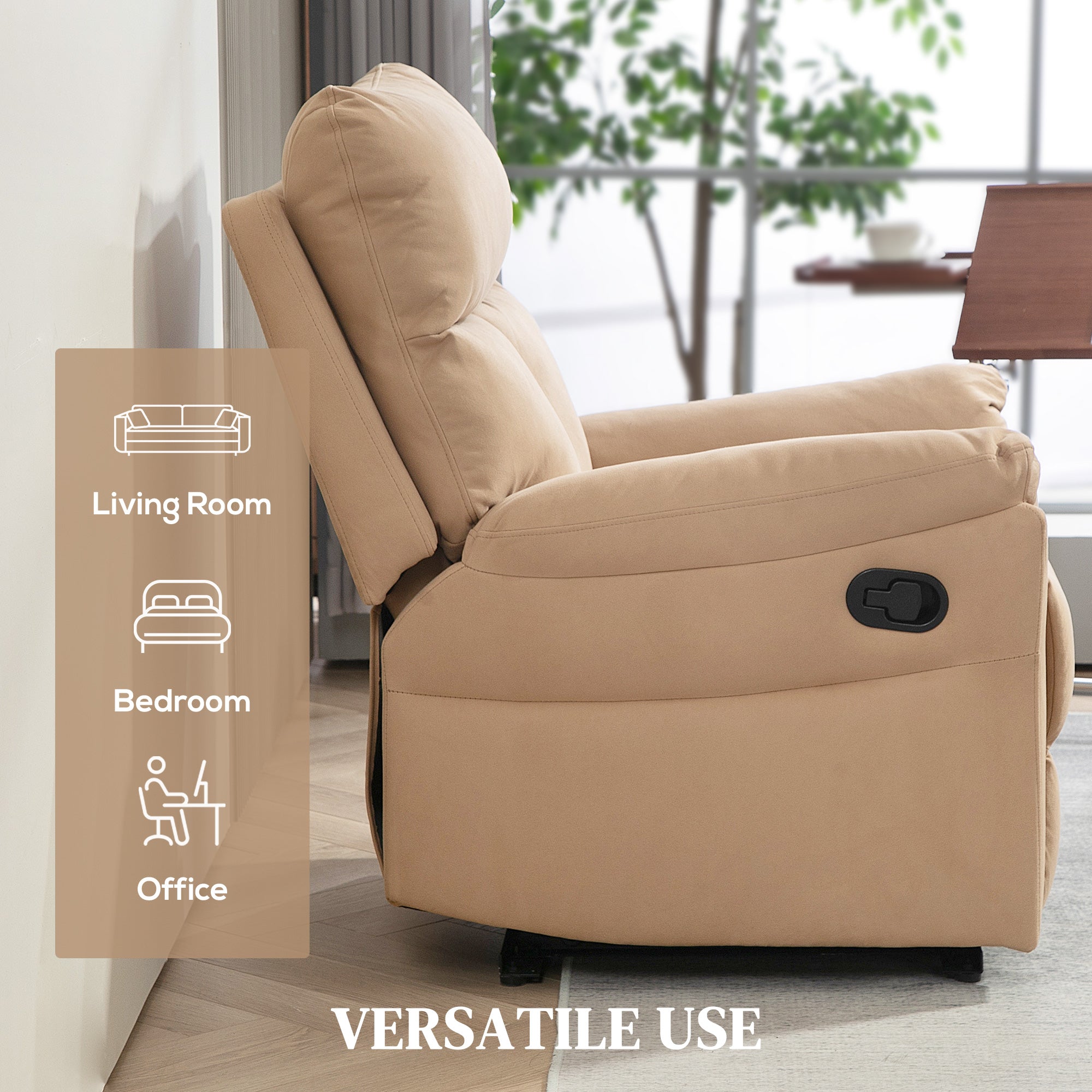HOMCOM 140\'c2\'b0 Manual Reclining Armchair, with Footrest - Light Brown