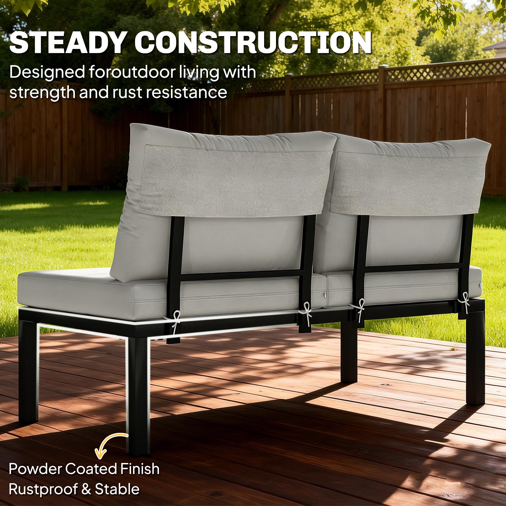 Outsunny Garden Furniture Set, 6 Piece Corner Sofa Set with Loveseat, Coffee Table, Sofa with Integrated Side Table 