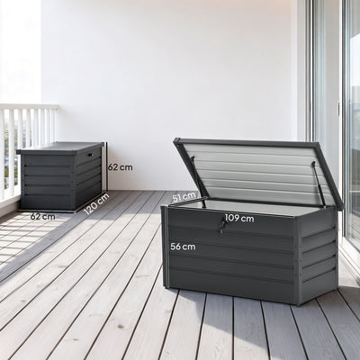 Outsunny 311L Galvanised Steel Garden Storage Box - Dark Grey 