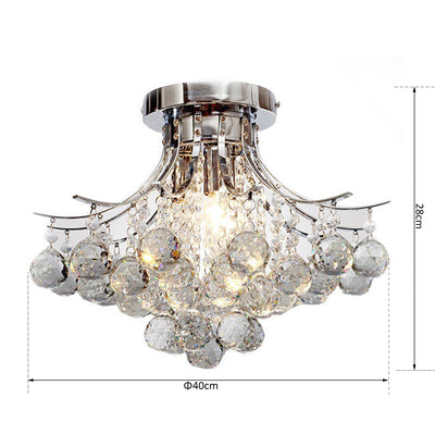 HOMCOM Crystal Chandeliers, K9 Droplets Ceiling Light with 3 E14 Bulb Base, Pendant Lights for Living Room, Bedroom, Dining Room, Hallway, Kitchen 