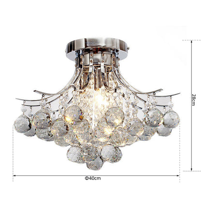 HOMCOM Crystal Chandeliers, K9 Droplets Ceiling Light with 3 E14 Bulb Base, Pendant Lights for Living Room, Bedroom, Dining Room, Hallway, Kitchen 