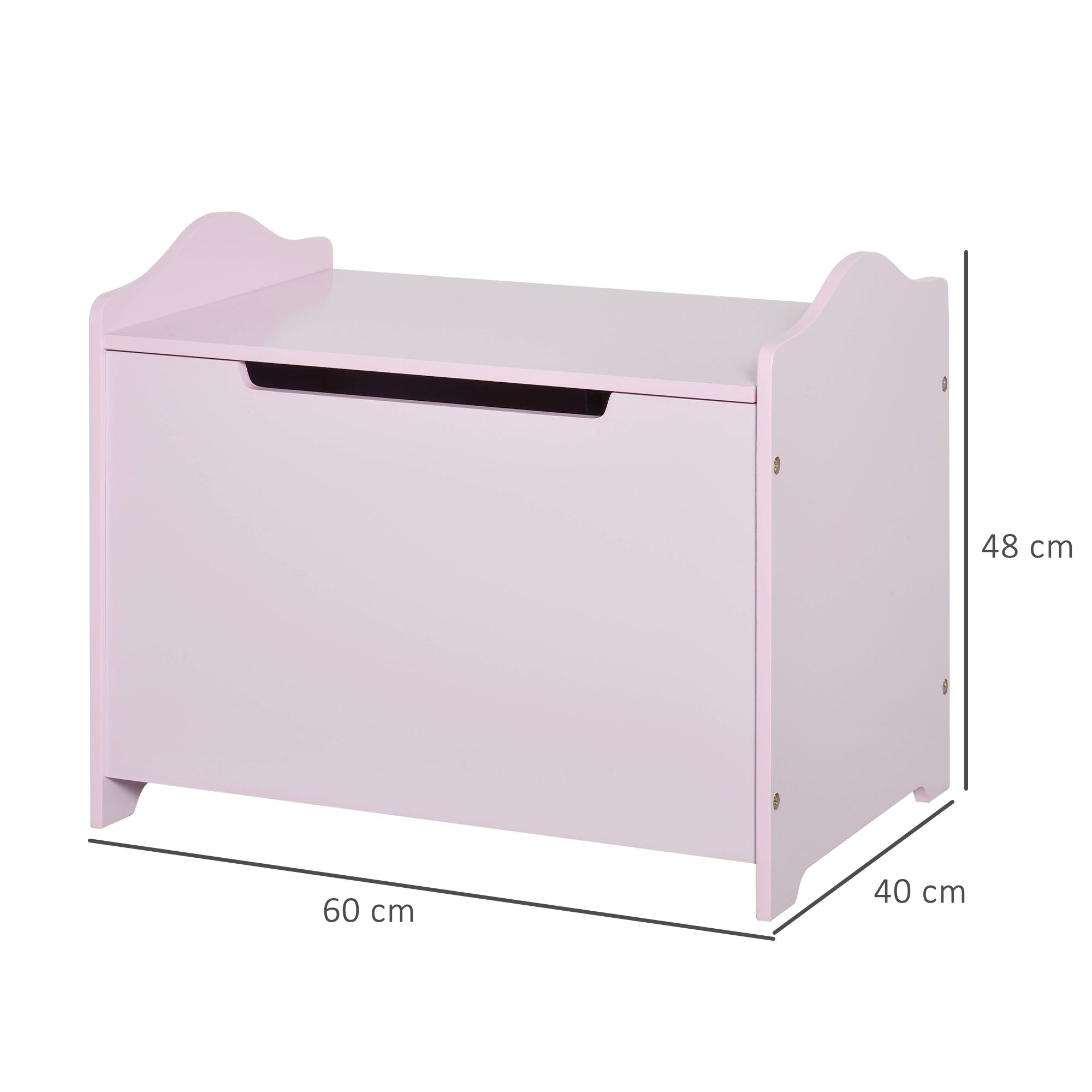 HOMCOM Wooden Kids Toy Box Children Storage Organizer Chest Safety Hinge Playroom Furniture Pink 