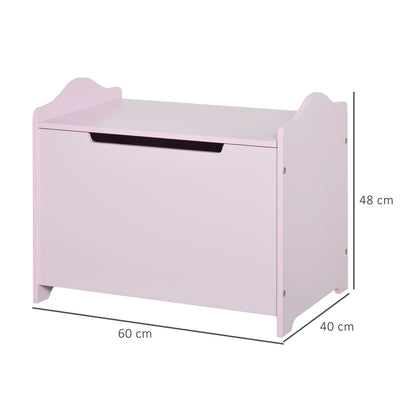 HOMCOM Wooden Kids Toy Box Children Storage Organizer Chest Safety Hinge Playroom Furniture Pink 