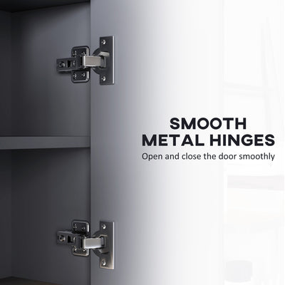 HOMCOM Bathroom Mirror Cabinet, Wall Mounted Bathroom Cabinet with Mirror, 3 Doors and Cupboards, Grey 