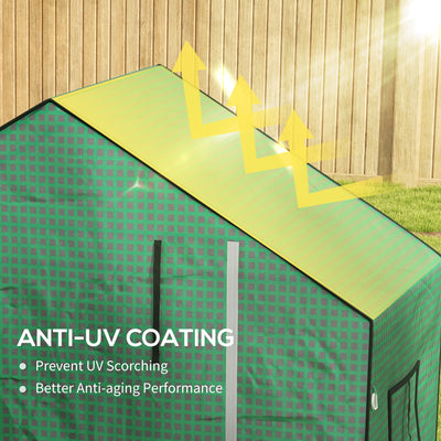Outsunny Greenhouse Cover Replacement Walk-in PE Hot House Cover with Roll-up Door and Windows, 140 x 73 x 190cm, Green 