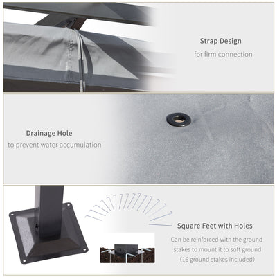 Outsunny 3 x 3(m) Metal Pergola with Retractable Roof, Garden Gazebo Metal Pergola Canopy. Outdoor Sun Shade Shelter for Party BBQ, Grey 