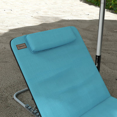 Outsunny Set of Two Metal Frame Beach Chairs, with Reclining Backs - Blue 
