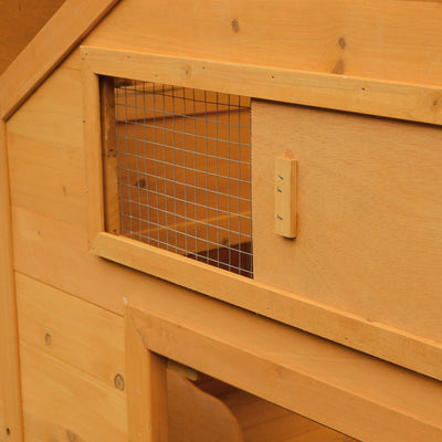 PawHut Wooden Chicken Coop with Nesting Boxes, Tray, for 2-4 Chickens, Yellow 