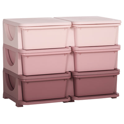 HOMCOM Kids Storage Unit, with Six Drawers - Pink 