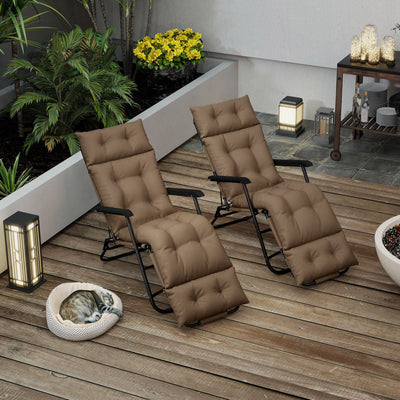 Outsunny Set of Two 190 x 56cm Sun Lounger Cushions - Khaki 