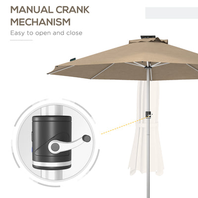 Outsunny 3m Parasol, with Solar-Powered LED Lights - Khaki 