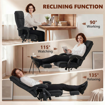 Vinsetto High Back Vibration Massage Office Chair with Footrest, Heated, Black 