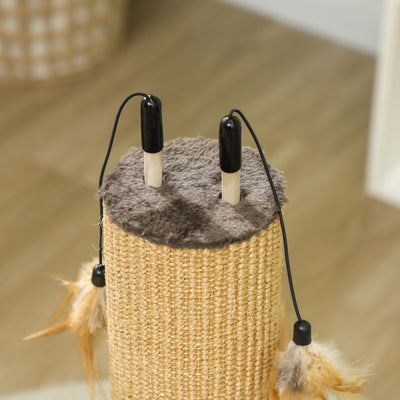 PawHut 78cm 2-in-1 Cat Scratching Post with 3 Toy Feathers, Brown 