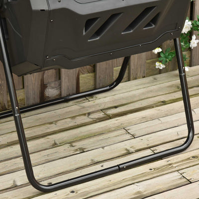 Outsunny 160L 360° Rotating Dual Chamber Composter - Black 