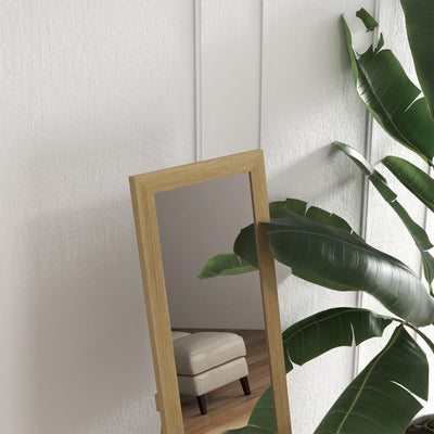 HOMCOM Rustic Full Length Mirror, Hanging and Freestanding Floor Mirror, Farmhouse Decorative Wall Mirror, for Living Room, Bedroom, 157 cm, Natural 