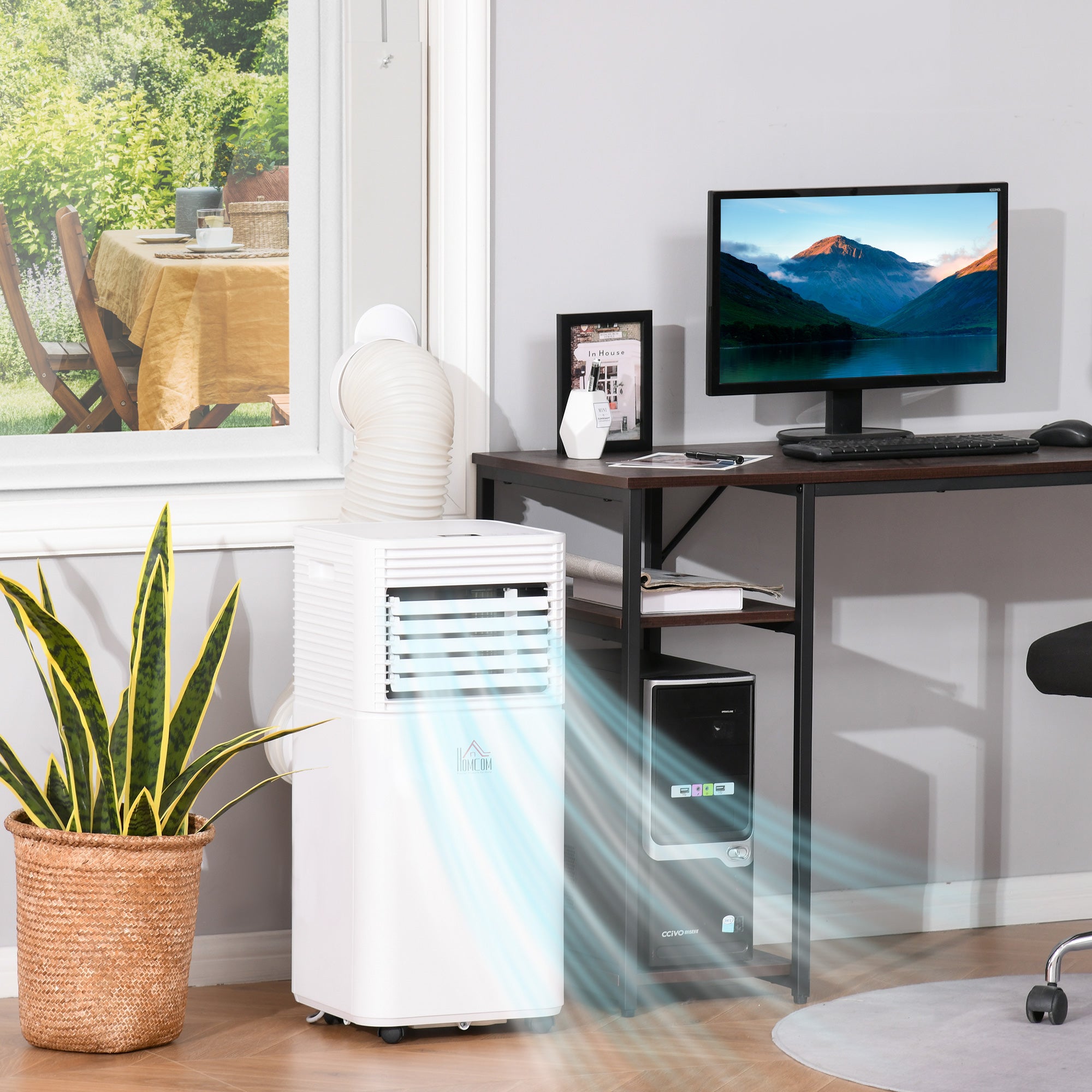 HOMCOM 7000 BTU Portable Air Conditioner for Cooling Dehumidifier Fan, Air Conditioning Unit for Room up to 15m², with Remote, 24H Timer, Window Mount Kit, R290, A Energy Efficiency, 785W 