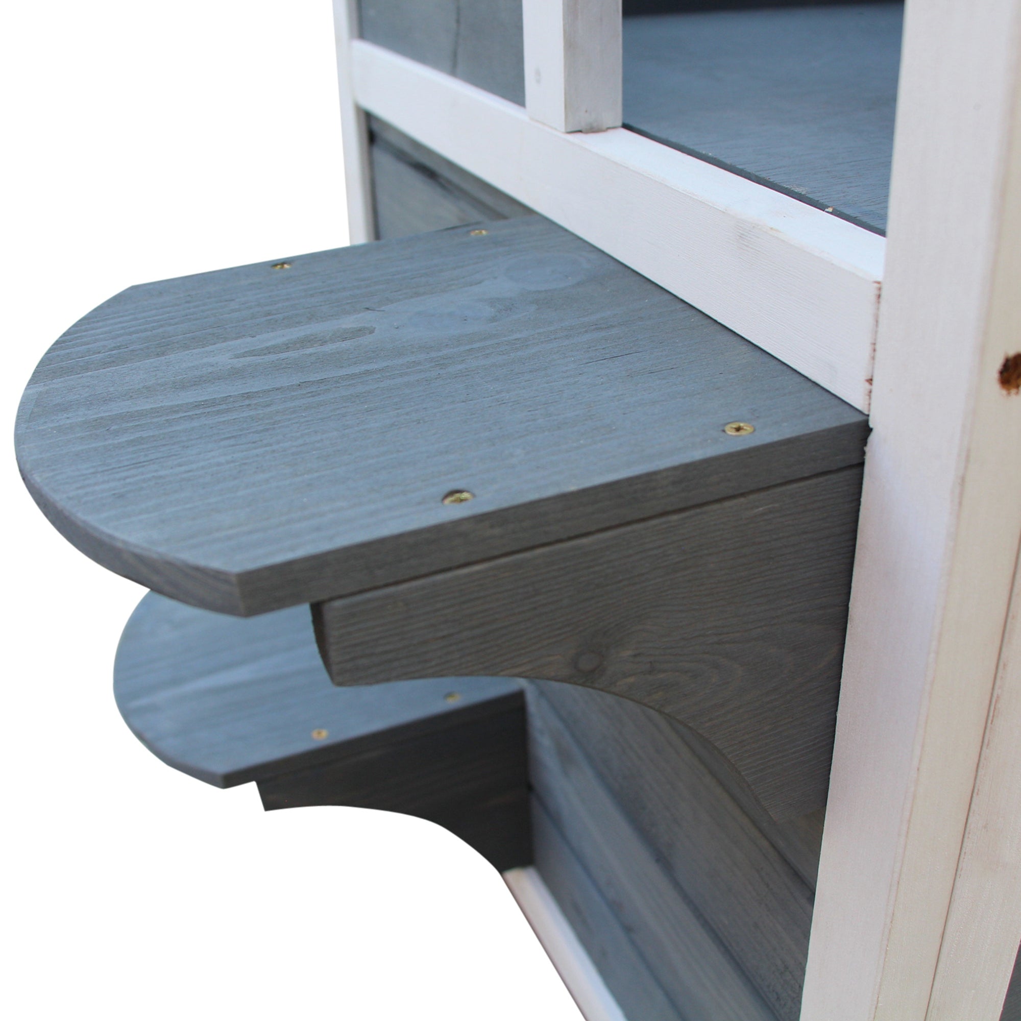 PawHut Wooden Cat House 2-Floor Outdoor Kitten Shelter with Window Grey 