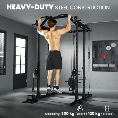SPORTNOW Lat Pull-Down Home Gym Machine with Cable Crossover for Home Strength Training, Black 