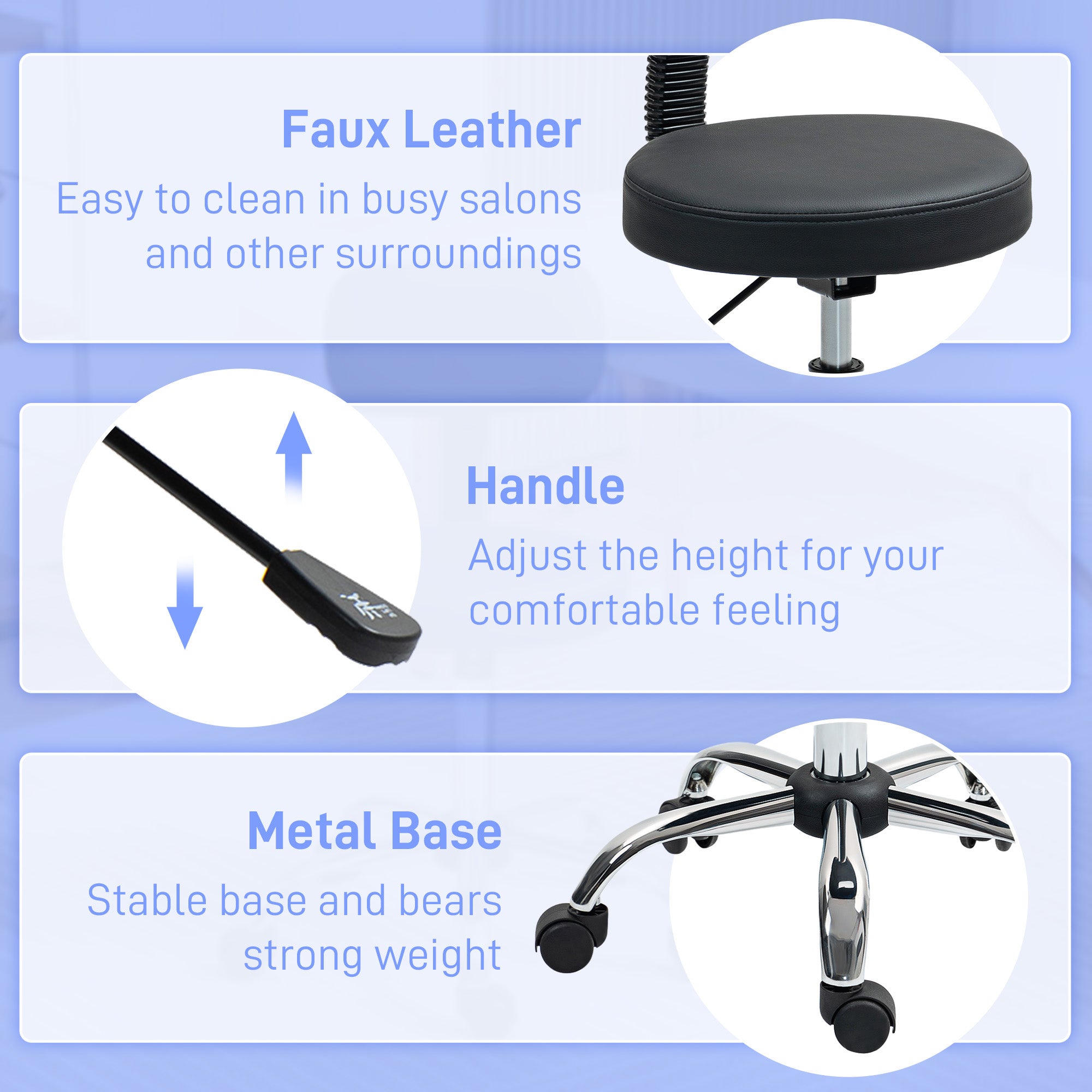 HOMCOM 360\'c2\'b0 Swivel Seat Salon Stool - Black