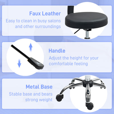 HOMCOM 360\'c2\'b0 Swivel Seat Salon Stool - Black 