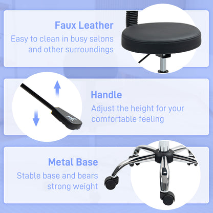 HOMCOM 360\'c2\'b0 Swivel Seat Salon Stool - Black
