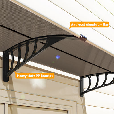 Outsunny Front Door Canopy, Outdoor Awning, Rain Shelter, 200 x 96cm, Brown 