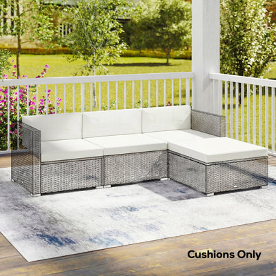 Outsunny 7-Piece Patio Furniture Cushions, Outdoor Loveseat Cushion with Removable Covers for Rattan Furniture, 60x60 cm, Cream 