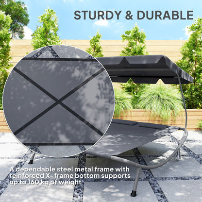 Outsunny Double Outdoor Bed, with Canopy - Light Grey 