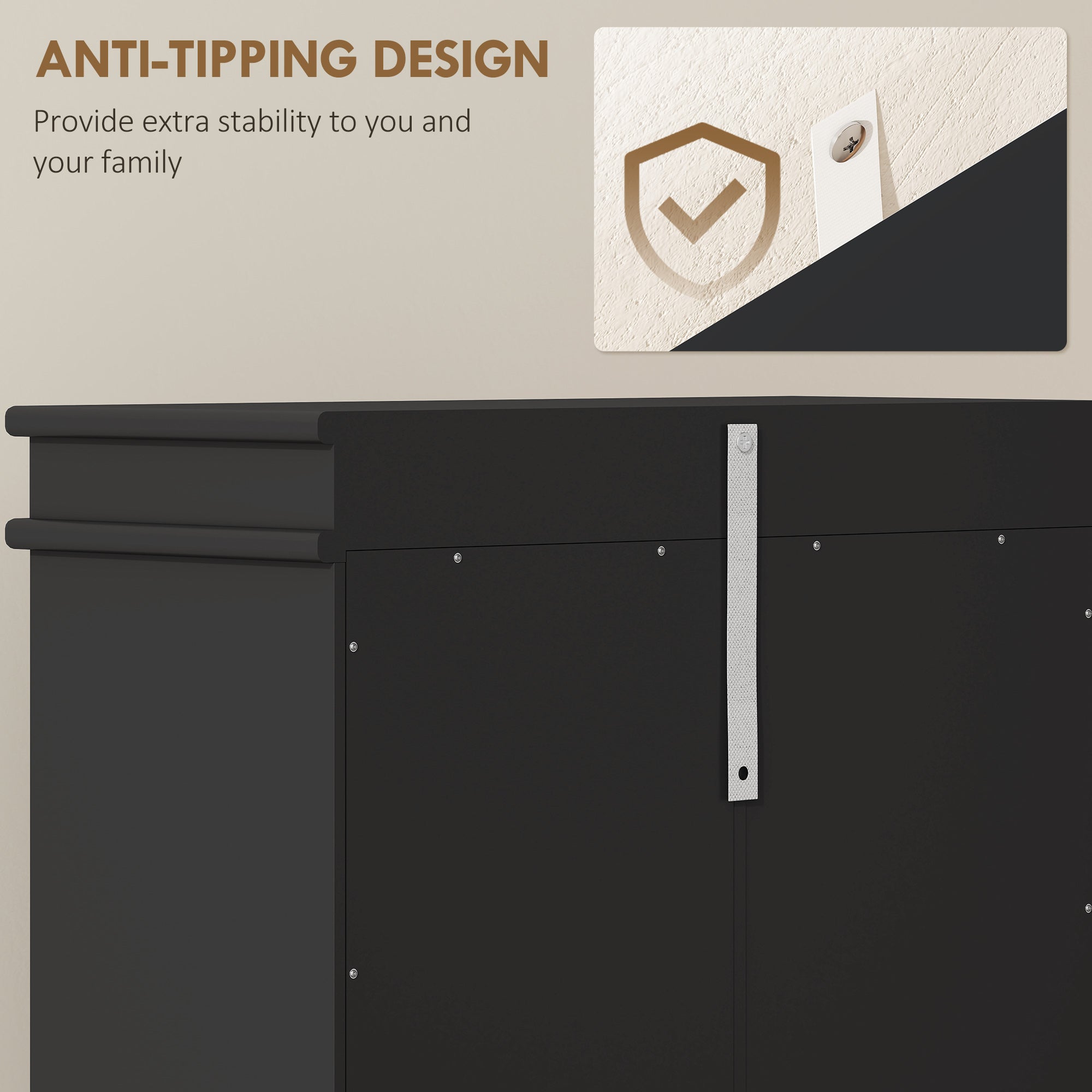 HOMCOM Three-Drawer Minimalistic Shoe Cabinet - Black 