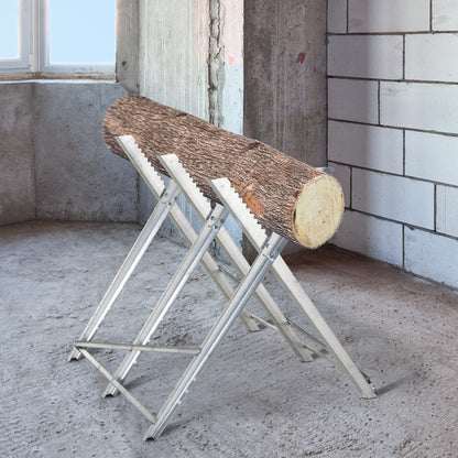 DURHAND Portable Sawhorse Heavy Duty Steel Adjustable Work Support, Foldable Sawhorse Stand 100 kg Weight Capacity, Silver Tone 