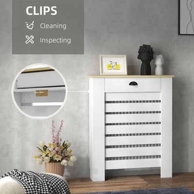 HOMCOM 95.5H x 78Wcm Radiator Cover, with Drawer - White 