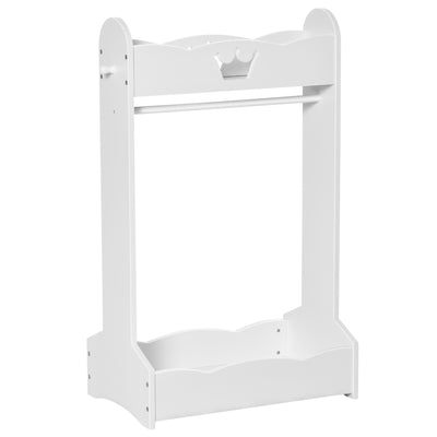 HOMCOM Kids Clothes Rail Wooden Hanging Rack with Storage Shelves Children Garment Freestanding Wardrobe for 3-8 Years Toddler, White 