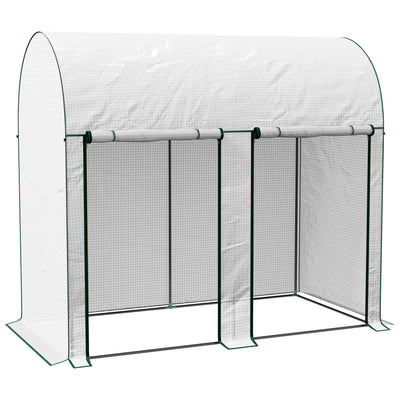 Outsunny 200 x 100cm Walk-In Greenhouse, with Zipped Doors - White 
